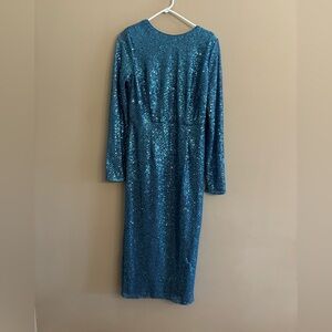 ASOS Shimmering Teal Long Sleeve Dress